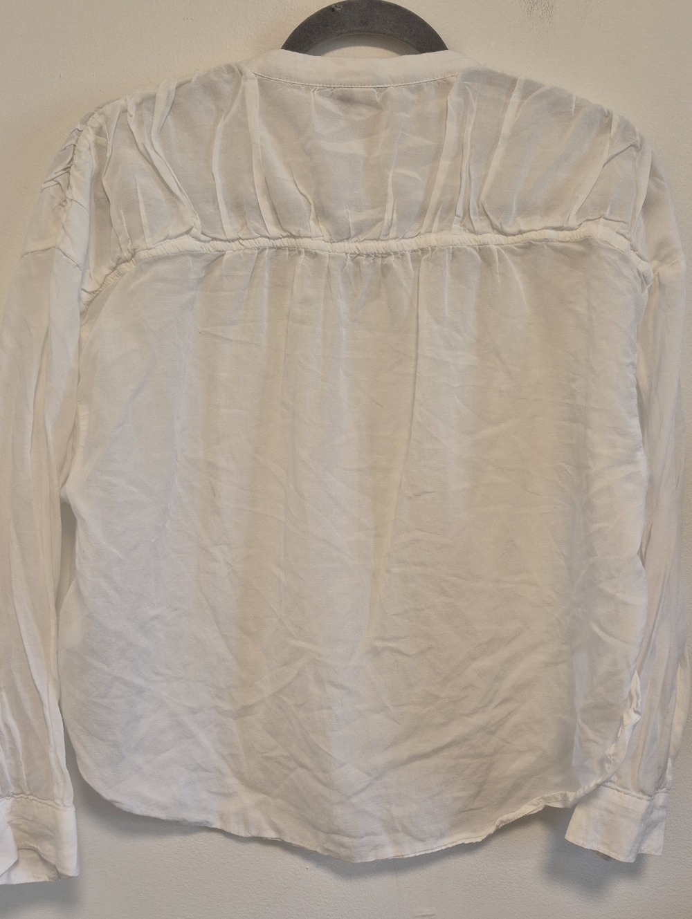 Lightweight White Women's Button Henley Blouse - Picture 10 of 16
